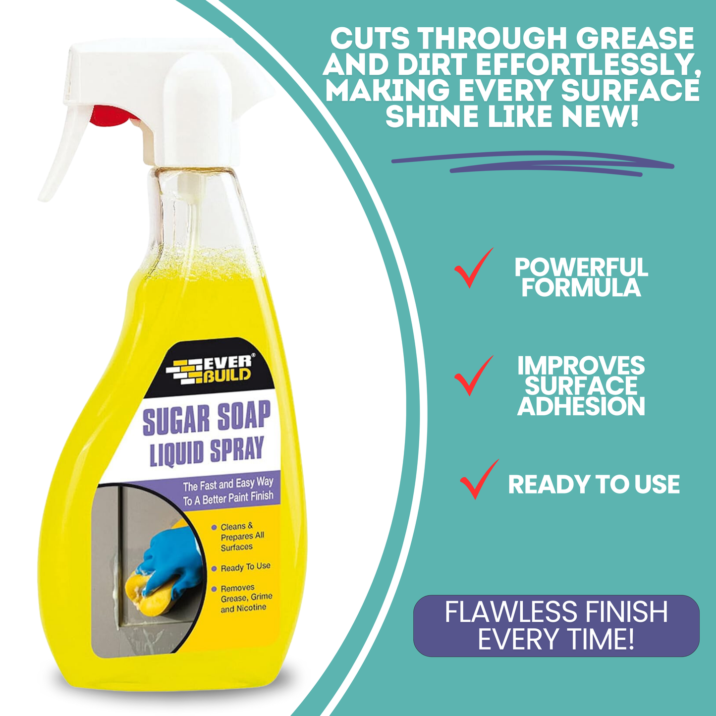 Ever Build Sugar Soap Spray (500ml) | Wall & Bathroom Cleaner Set – Removes Grease, Grime & Stains