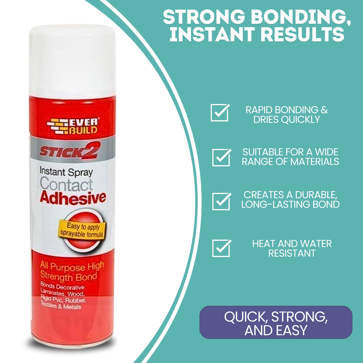 Everbuild Stick 2 High Bond Adhesive 500ml + Gloves & Cloth for DIY
