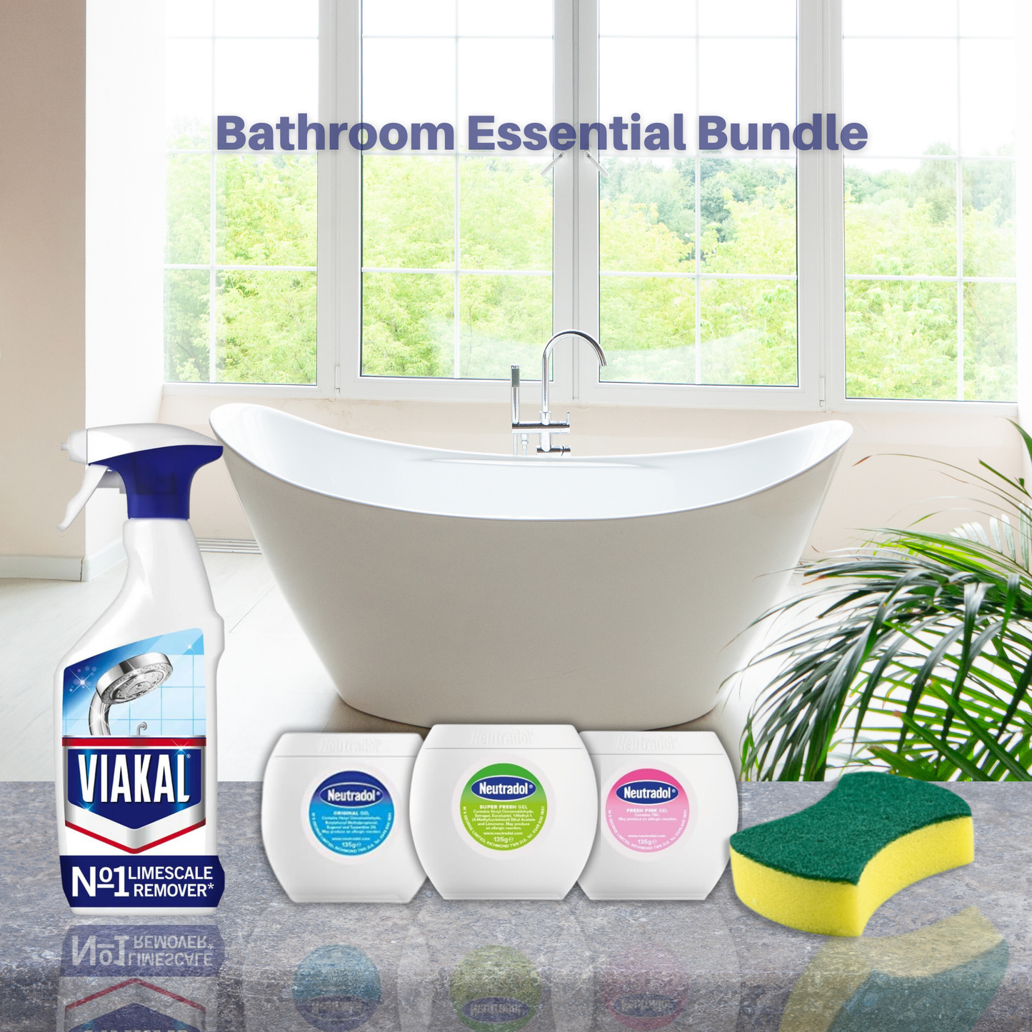 Vikal Limescale Remover & Neutradol Air Freshener Set – Bathroom Cleaner, Kitchen Spray & Odour Eliminator with Cleaning Brush