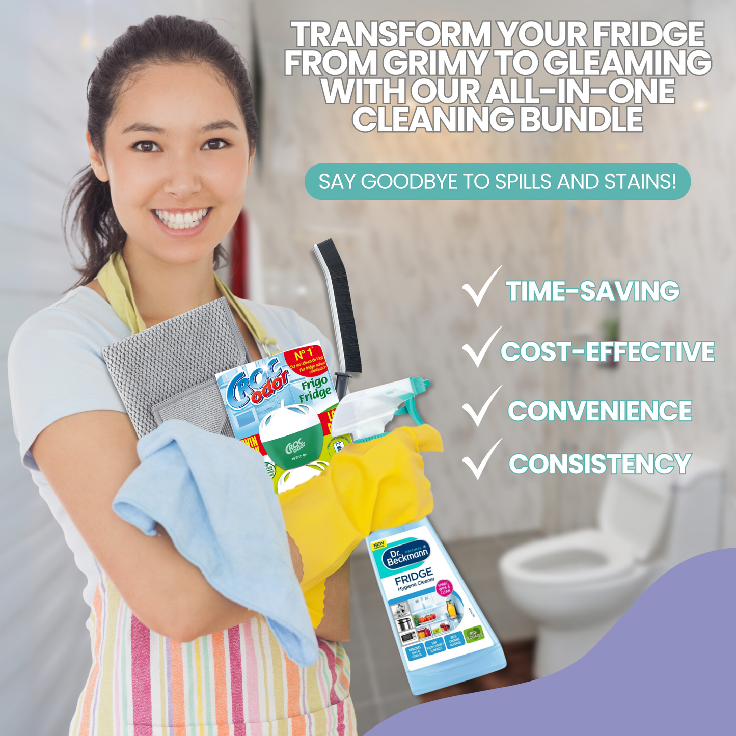Fridge Hygiene Cleaner Set – Odour Absorber, Deodorisers & Cleaning Tool