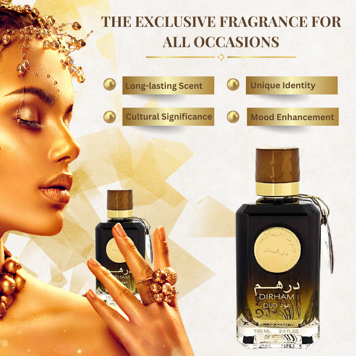 Dirham Oud 100ml Eau de Parfum | Unisex Arabian Fragrance + 3 Mini Atomizers
