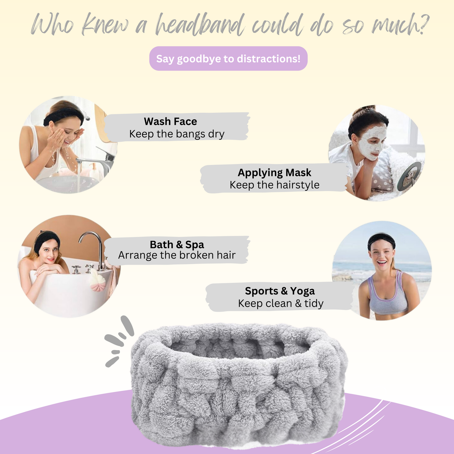 Simple Facial Cleansing Wipes (2 Pack) + Gua Sha Jade Tool & Facial Headband – Complete Skincare Set for Sensitive Skin, Makeup Removal & Face Care