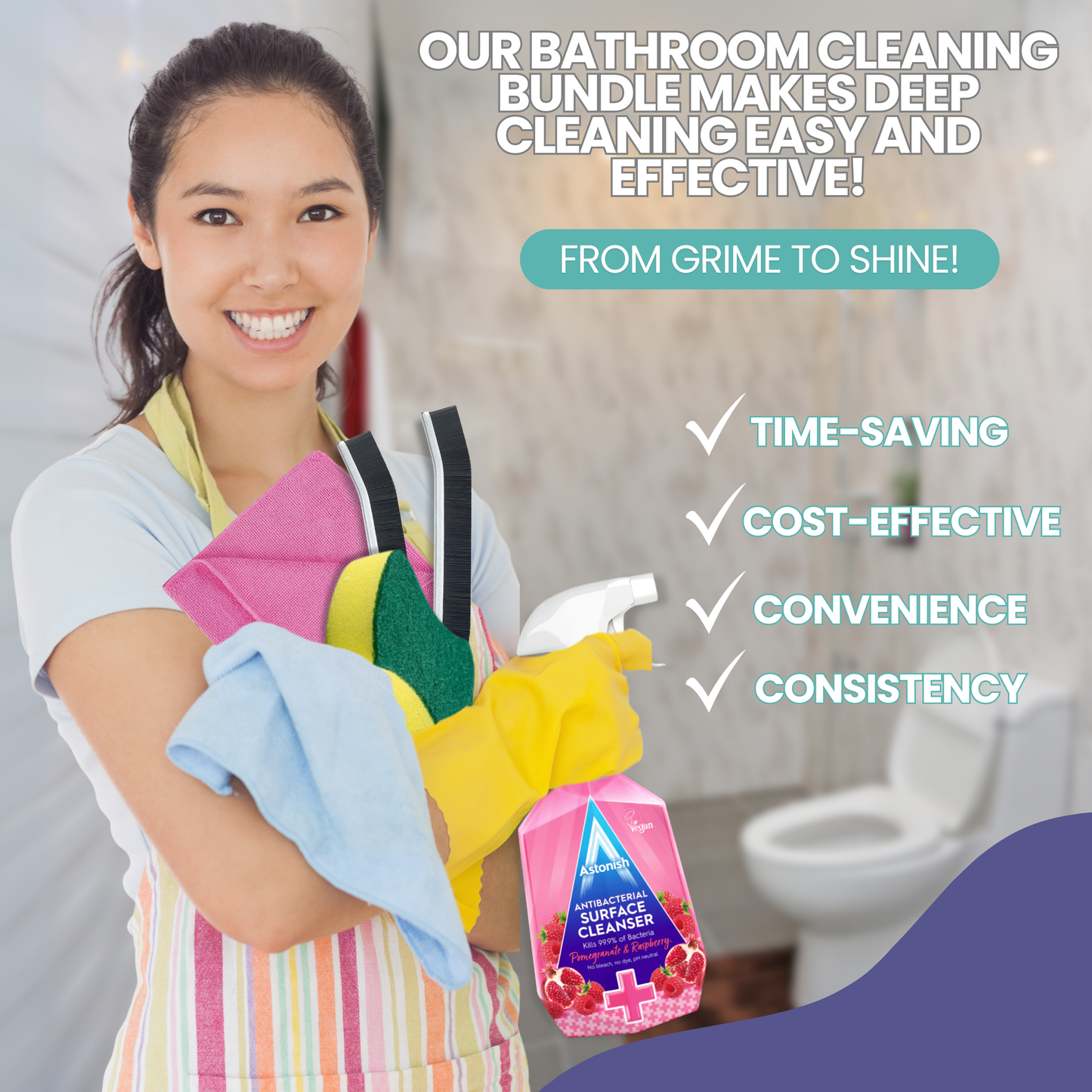 Astonish Antibacterial Surface Spray & Cleaning Bundle – Multi-Purpose Cleaner