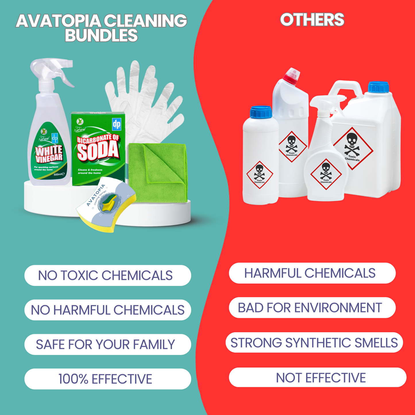 Natural Cleaning Kit - Bicarbonate of Soda & White Vinegar with Tools