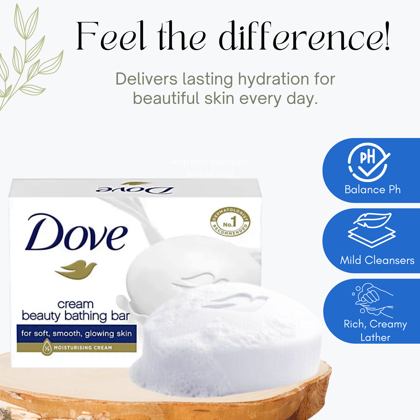 Original Beauty Soap Bars 4x90g with Soap Dish – Moisturising & Gentle