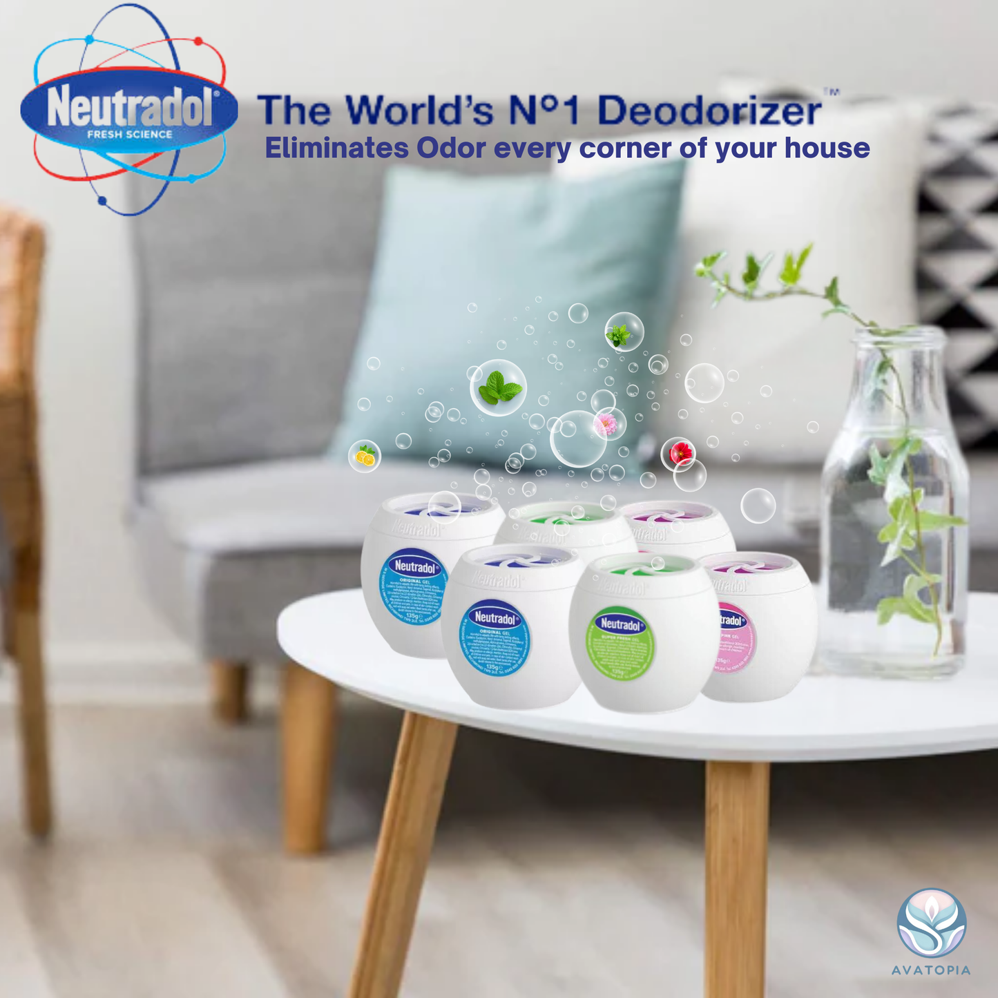 Neutradol Gel Power Orbs 6-Pack & Silicone Drain Protectors | Odour Eliminator & Hair Catcher Bundle