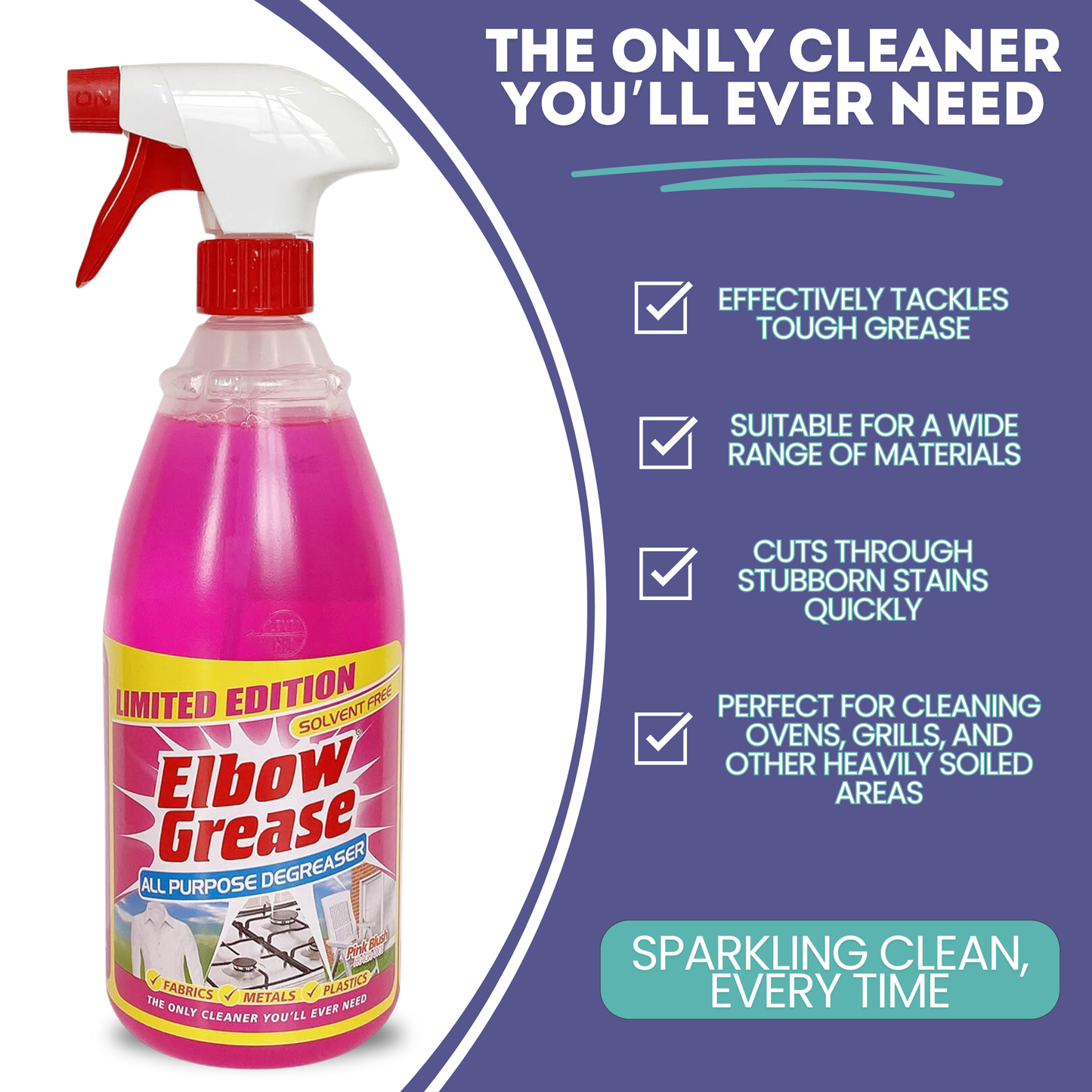 Elbow Grease Pink Degreaser Bundle – 1L Spray, Gloves, Sponge & Brush