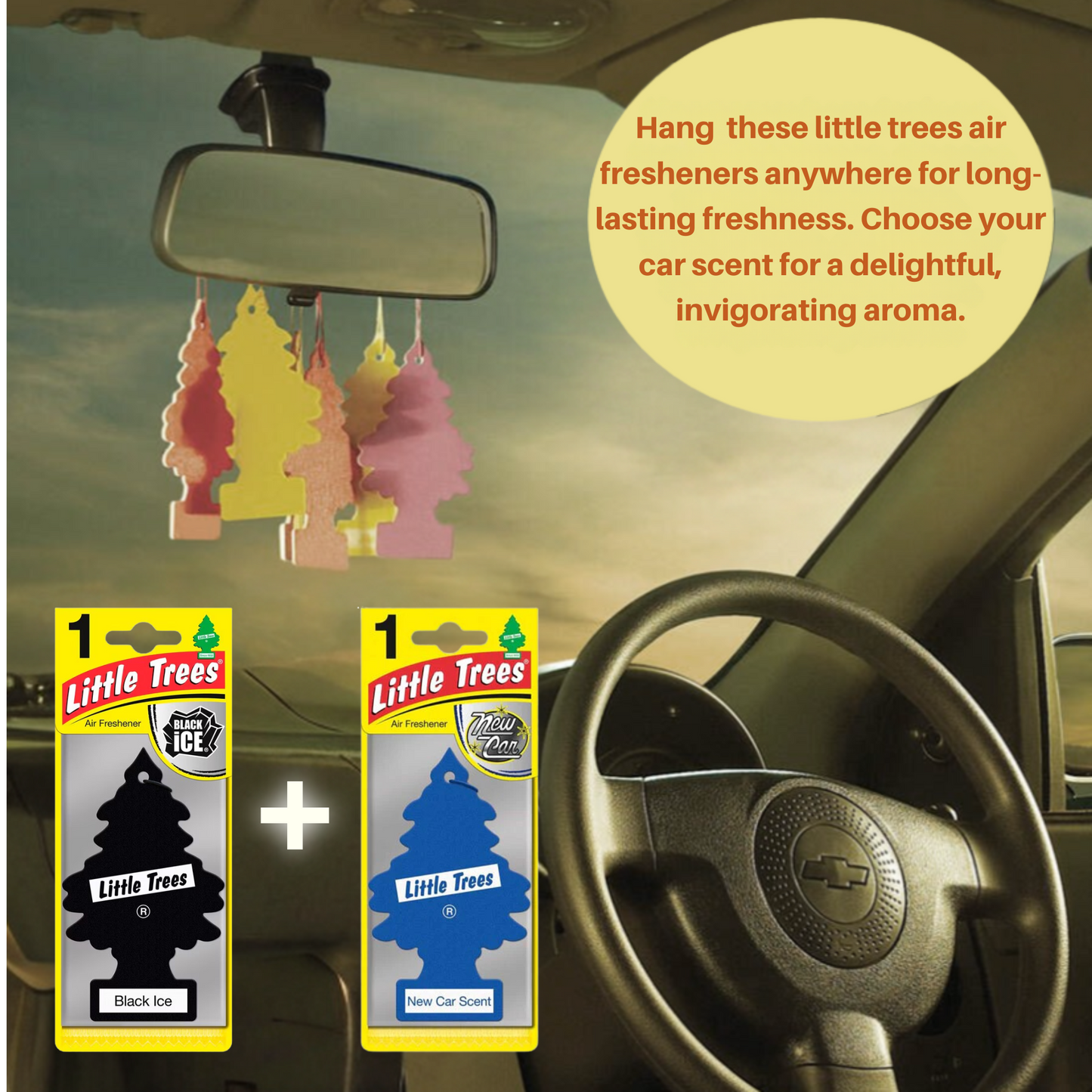 California Scents & Little Trees Air Fresheners | Car Cleaning Kit with Brush & Microfibre Towel