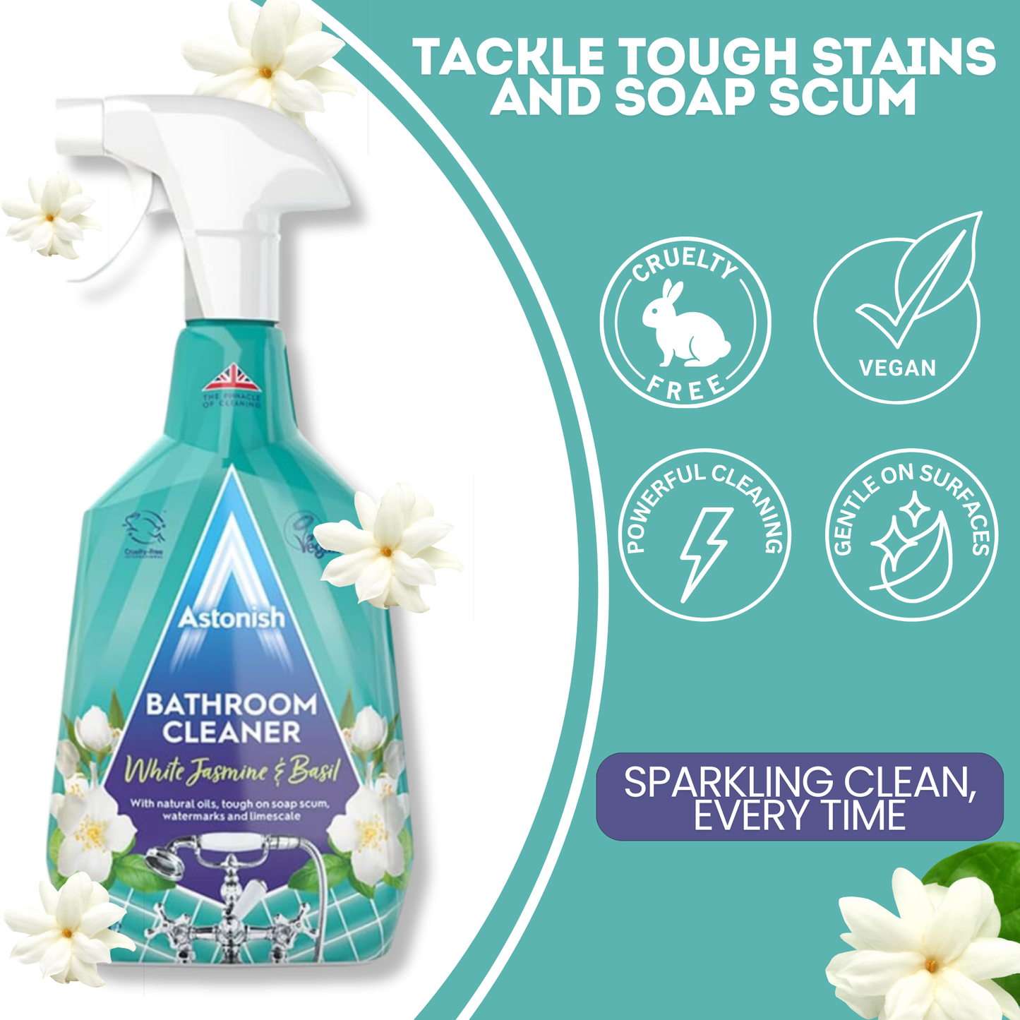 Astonish Bathroom Cleaner Spray & Bathroom Cleaning Tools – 5-Piece Set