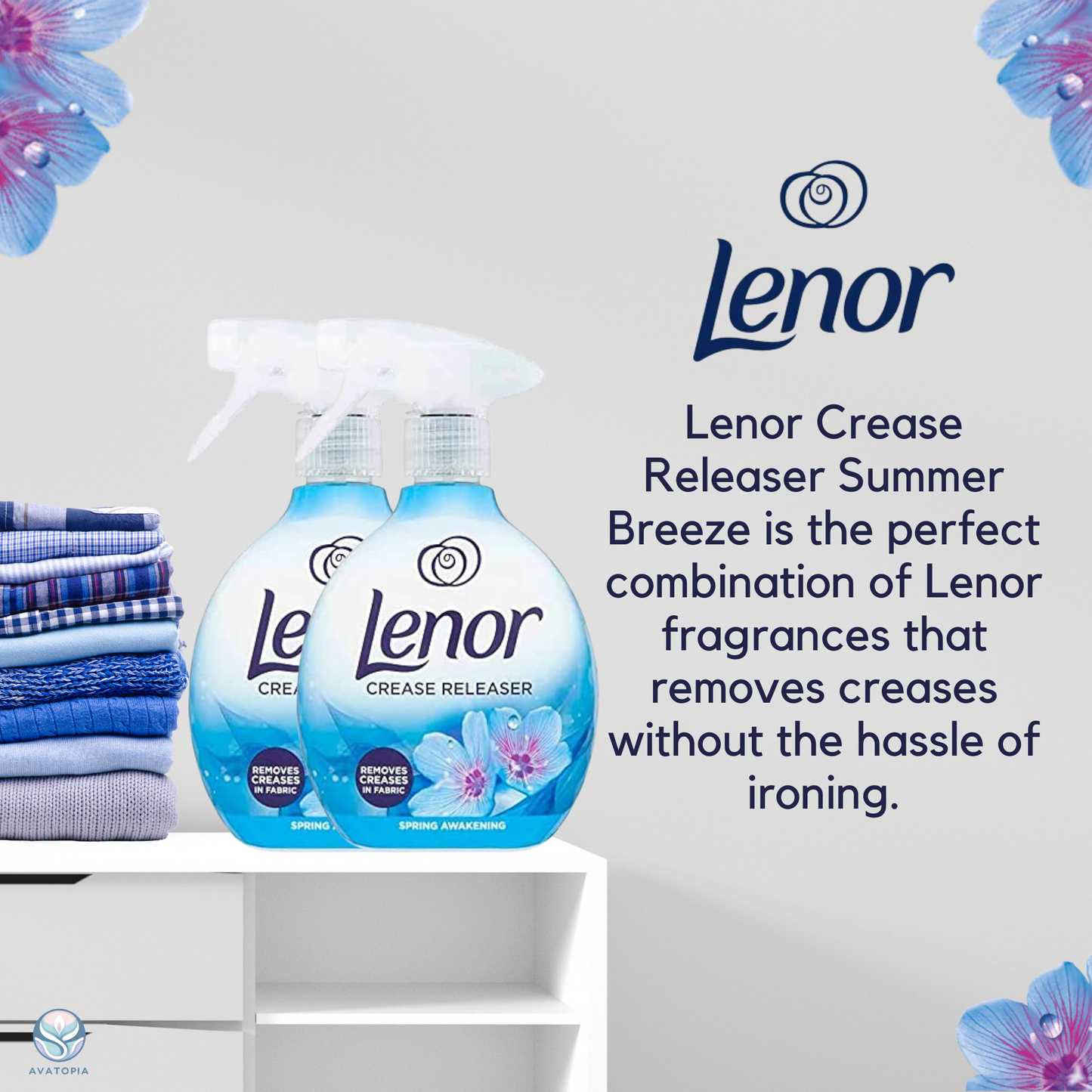 Ultimate Crease Releaser Spray & IKEA Lint Roller – 2x500ml Wrinkle Remover & Pet Hair Remover for Clothes & Bedding
