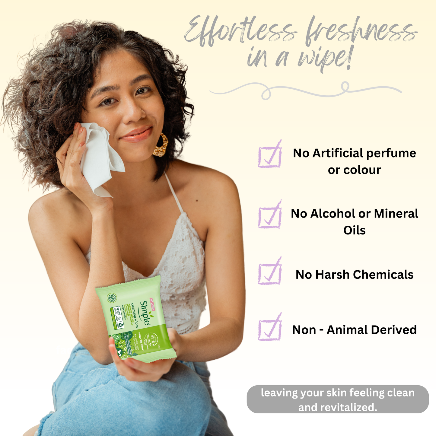 Simple Facial Cleansing Wipes (2 Pack) + Gua Sha Jade Tool & Facial Headband – Complete Skincare Set for Sensitive Skin, Makeup Removal & Face Care