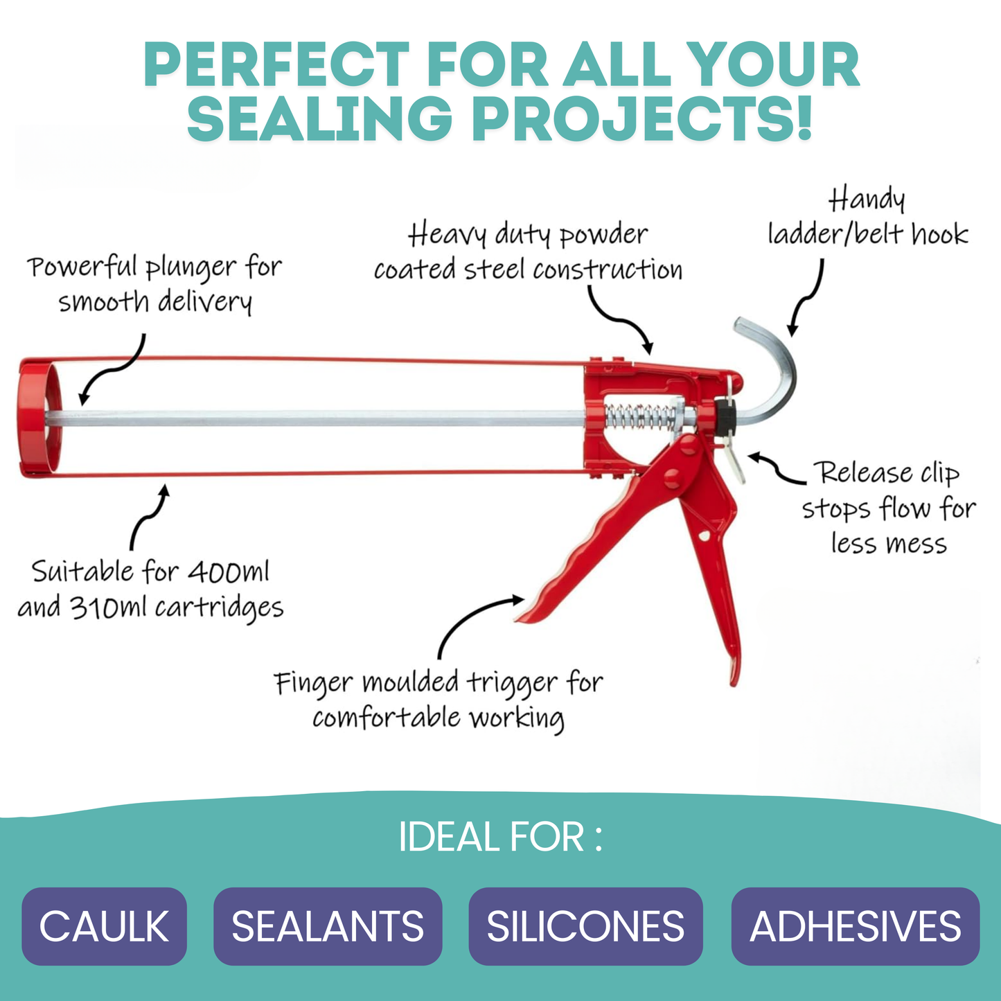 Everbuild Clear Silicone Sealant 280ml, Pro Dec Caulking Gun Kit