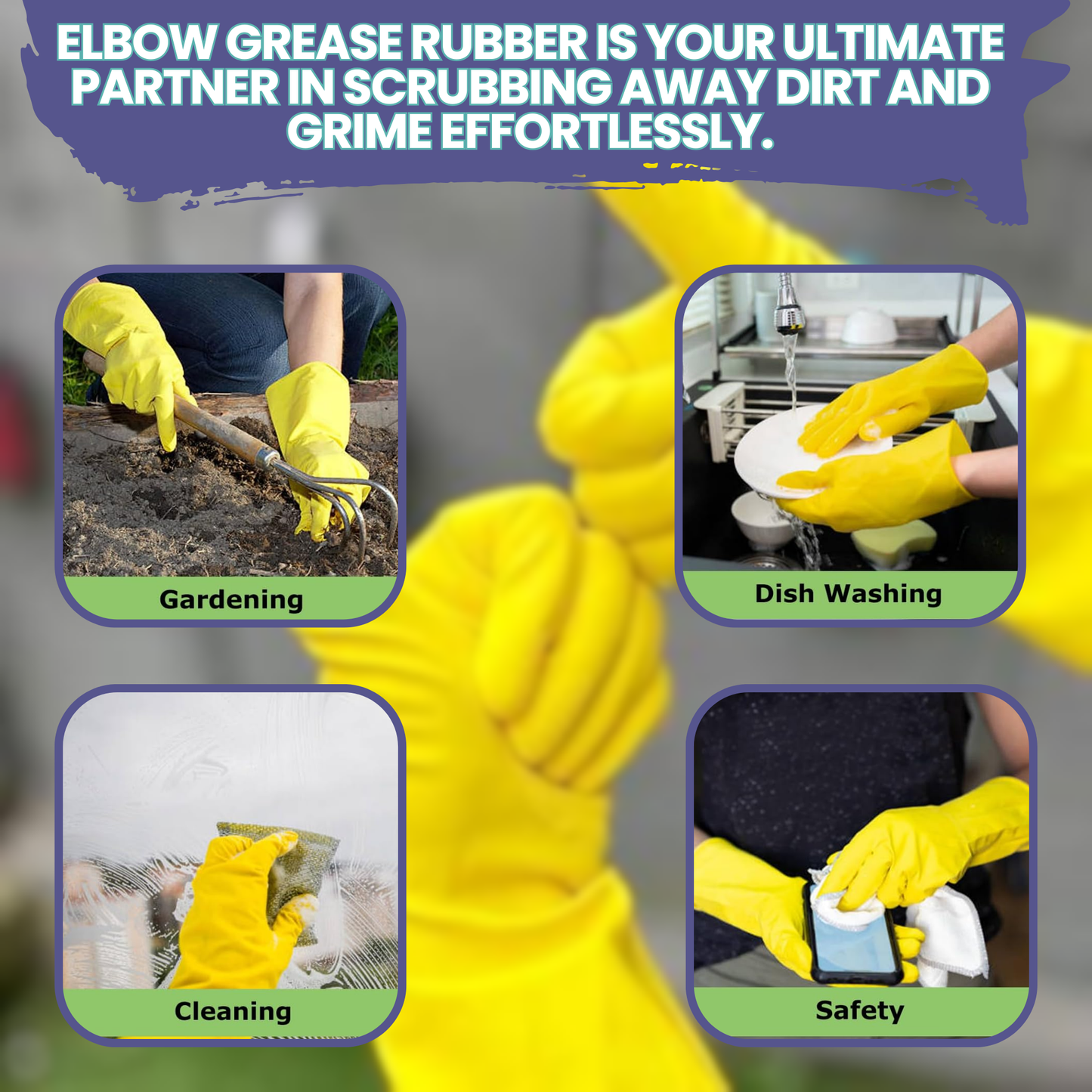 Elbow Grease Heavy Duty Degreaser & Cleaning Bundle – 1L Spray, Rubber Gloves, Sponge & Crevice Brush for Kitchen & Bathroom
