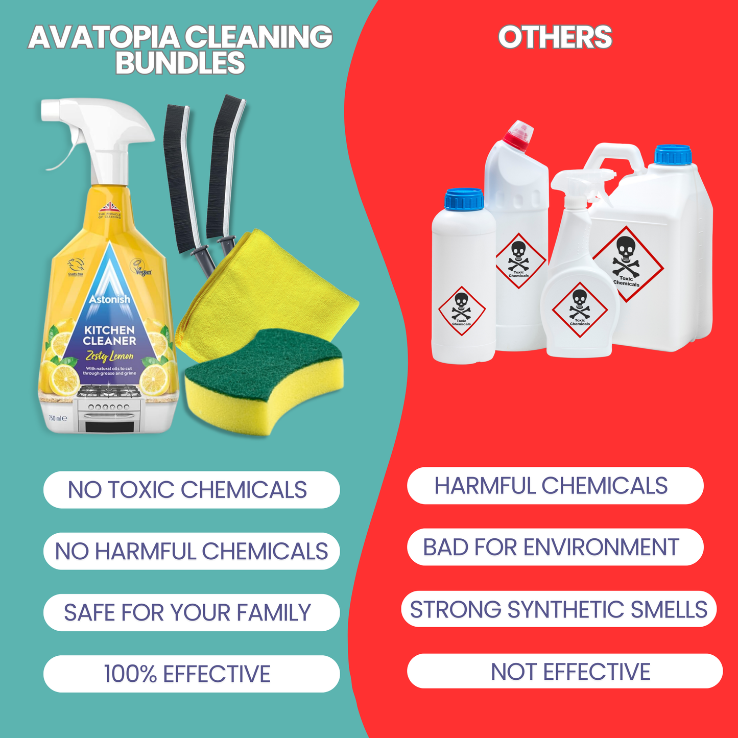 Astonish Zesty Lemon Kitchen Spray Cleaner & Cleaning Tools – 5-Piece Set