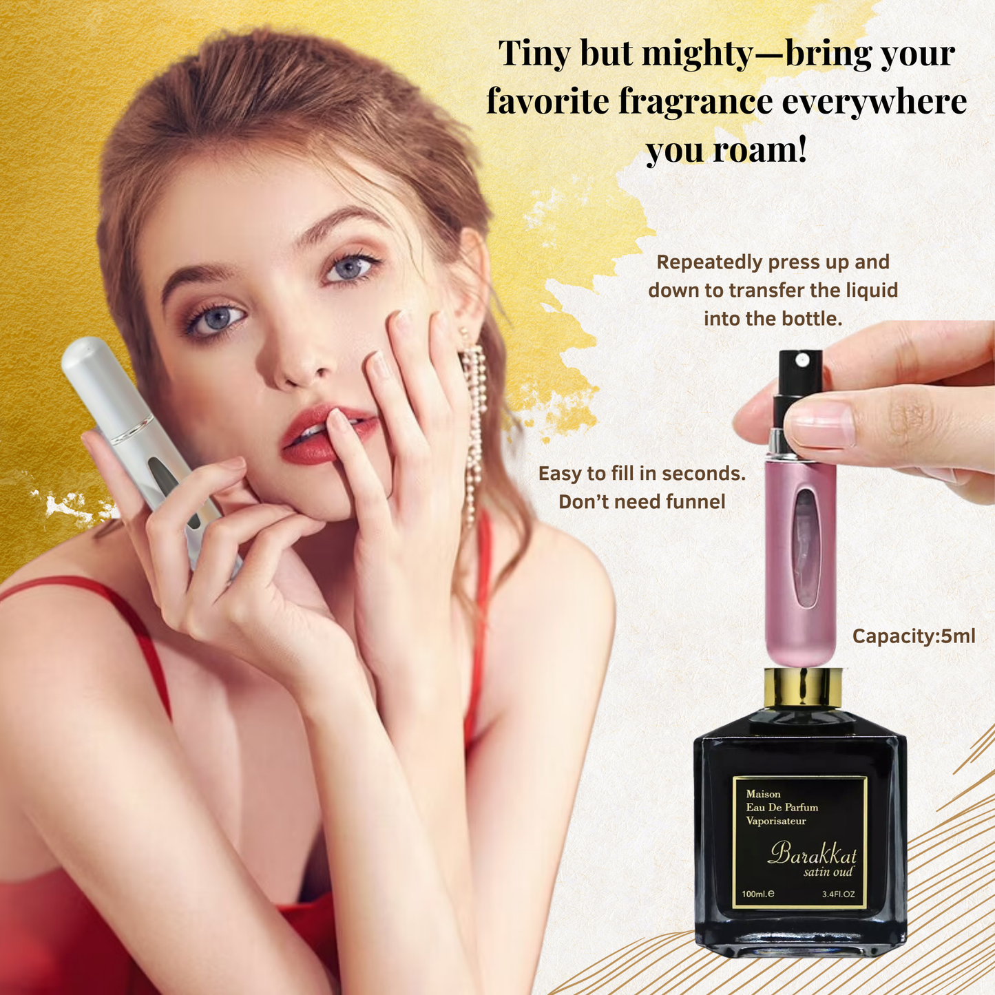 Barakkat Satin Oud Maison Eau de Parfum 100ml + 3 Mini Atomisers – Luxury Arab Perfume Inspired by Baccarat Rouge 540, Dubai Gift Set