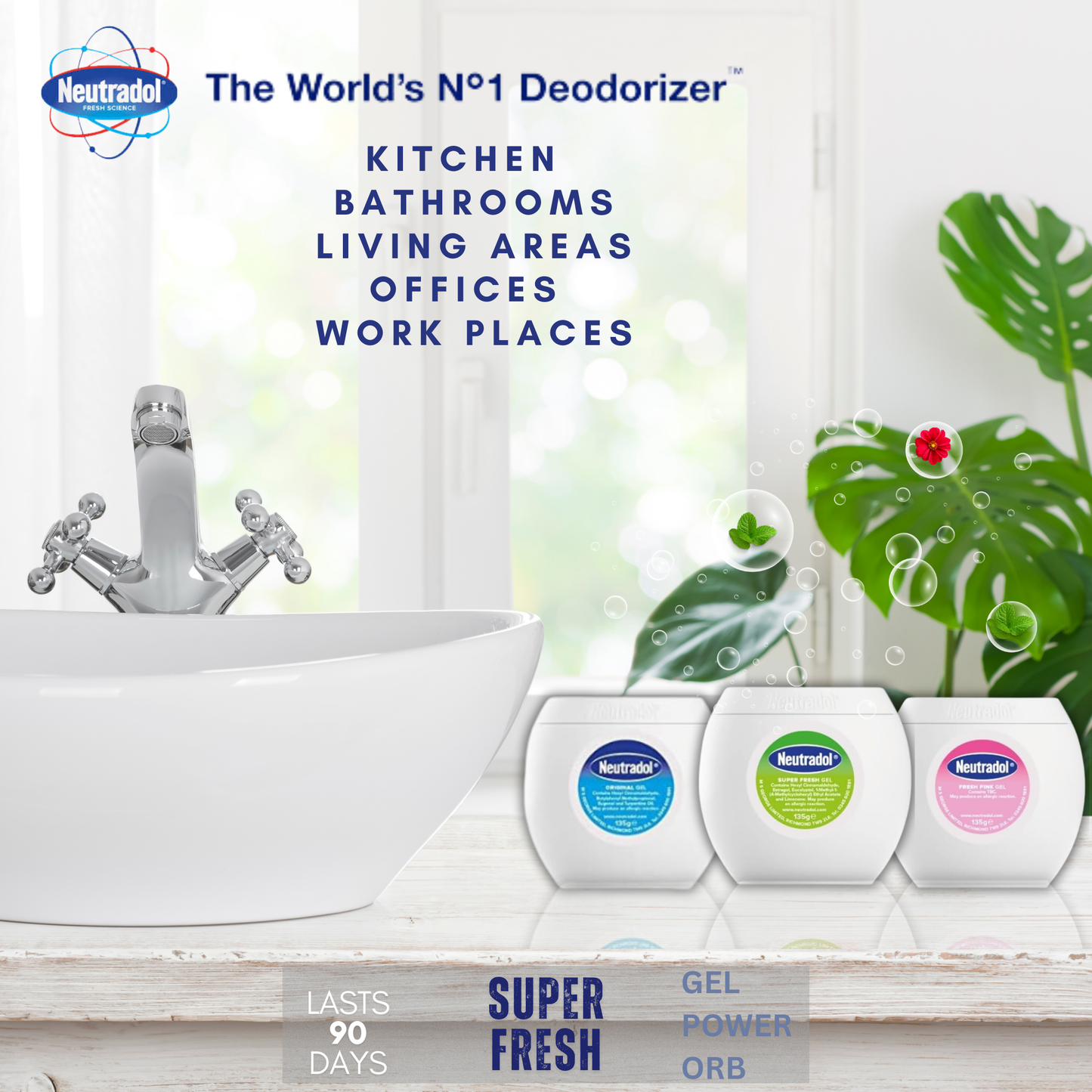 Vikal Limescale Remover & Neutradol Air Freshener Set – Bathroom Cleaner, Kitchen Spray & Odour Eliminator with Cleaning Brush
