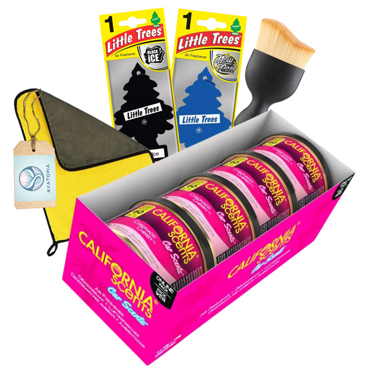 California Scents & Little Trees Air Fresheners | Car Cleaning Kit with brush & towel for long-lasting freshness & a spotless interior.