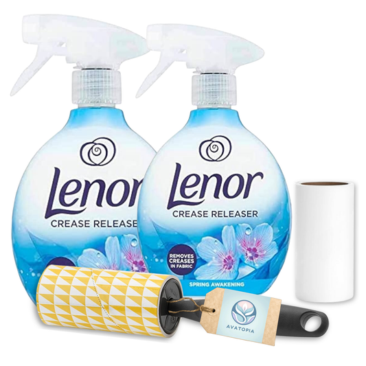 Ultimate Crease Releaser Spray & IKEA Lint Roller – 2x500ml Wrinkle Remover & Pet Hair Remover for Clothes & Bedding